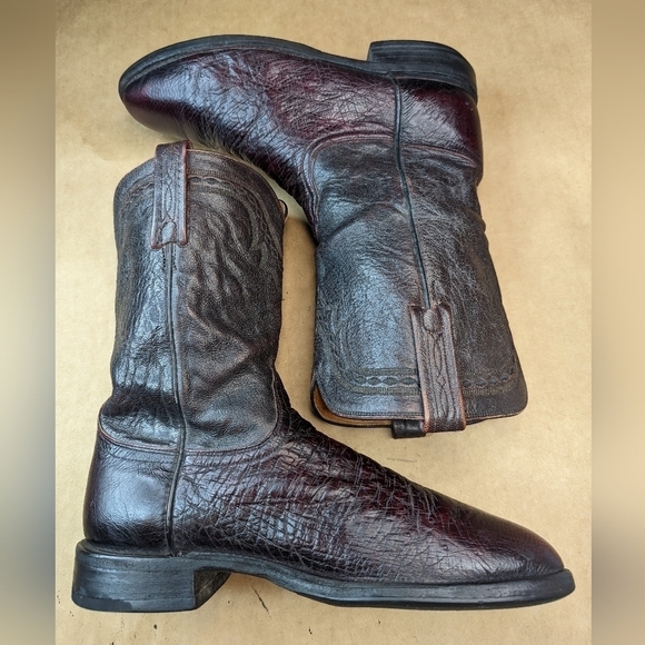 Lucchese Boots men's size 10 D. Exotic Genuine Black Cherry Smooth Ostrich leath - Picture 9 of 13